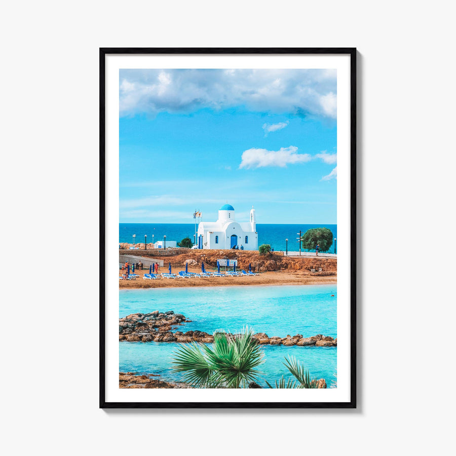Cyprus colorful photo poster of Europe – vertical wall art, unframed print shown in interior mockup