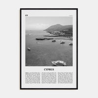 Cyprus Poster Black Wood / 8x12 in Nbourhood Travel B&W Poster