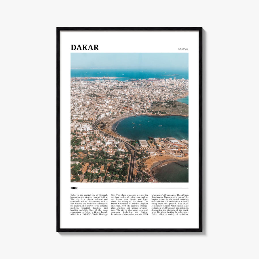 Dakar colorful travel poster of Senegal – vertical wall art, unframed print shown in interior mockup