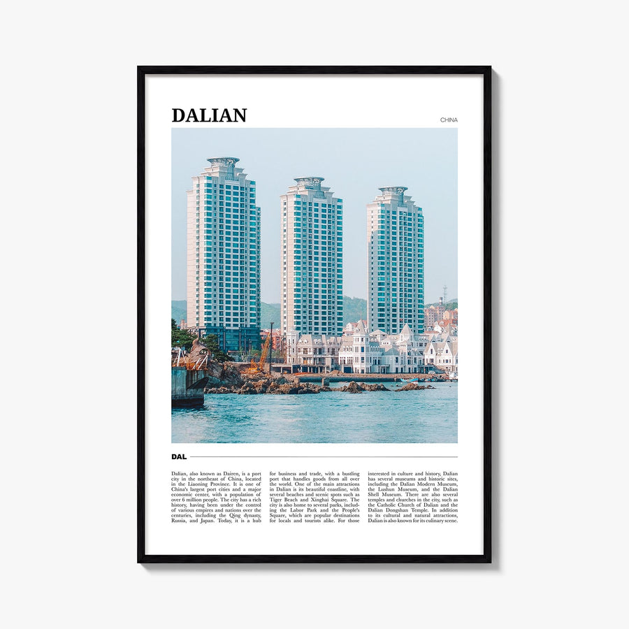 Dalian colorful travel poster of China – vertical wall art, unframed print shown in interior mockup