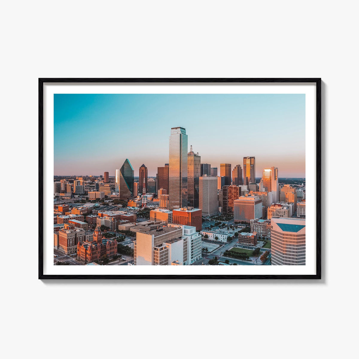 Dallas colorful photo poster of Texas, USA – horizontal wall art, unframed print shown in interior mockup