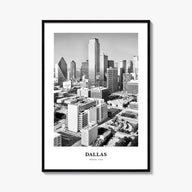 Dallas no. 1 black & white classic poster of Texas, USA – vertical wall art, unframed print shown in interior mockup
