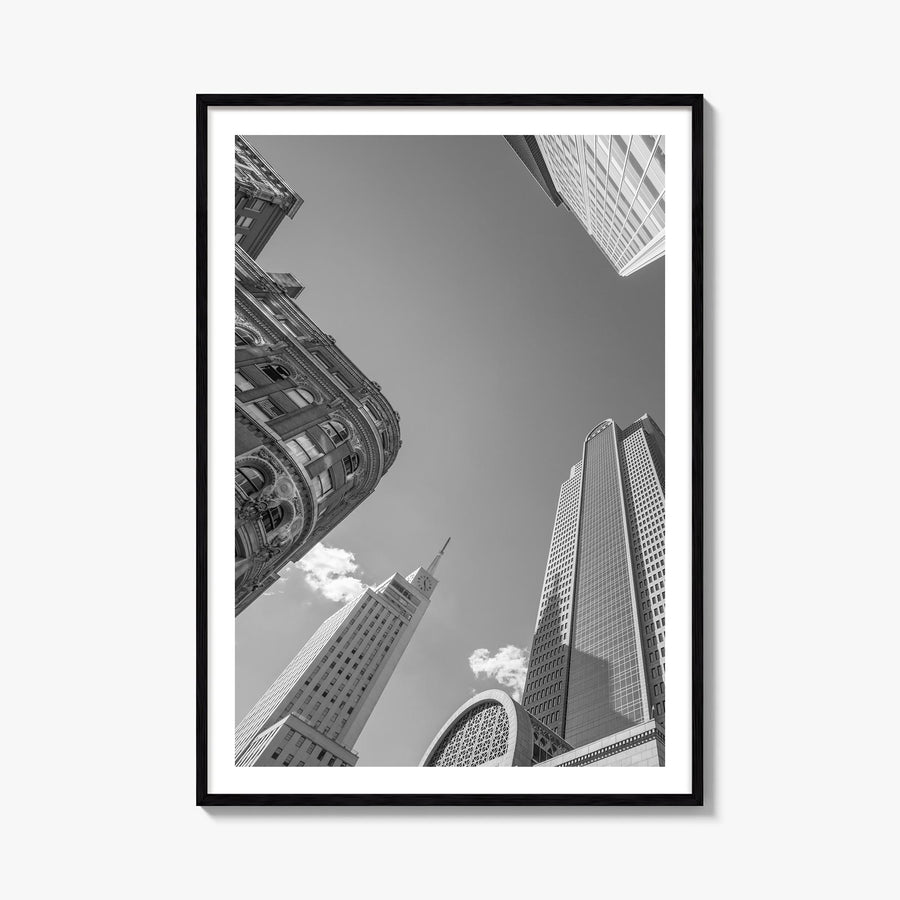 Dallas no. 2 black & white photo poster of Texas, USA – vertical wall art, unframed print shown in interior mockup