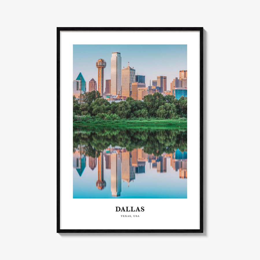Dallas no. 2 colorful classic poster of Texas, USA – vertical wall art, unframed print shown in interior mockup