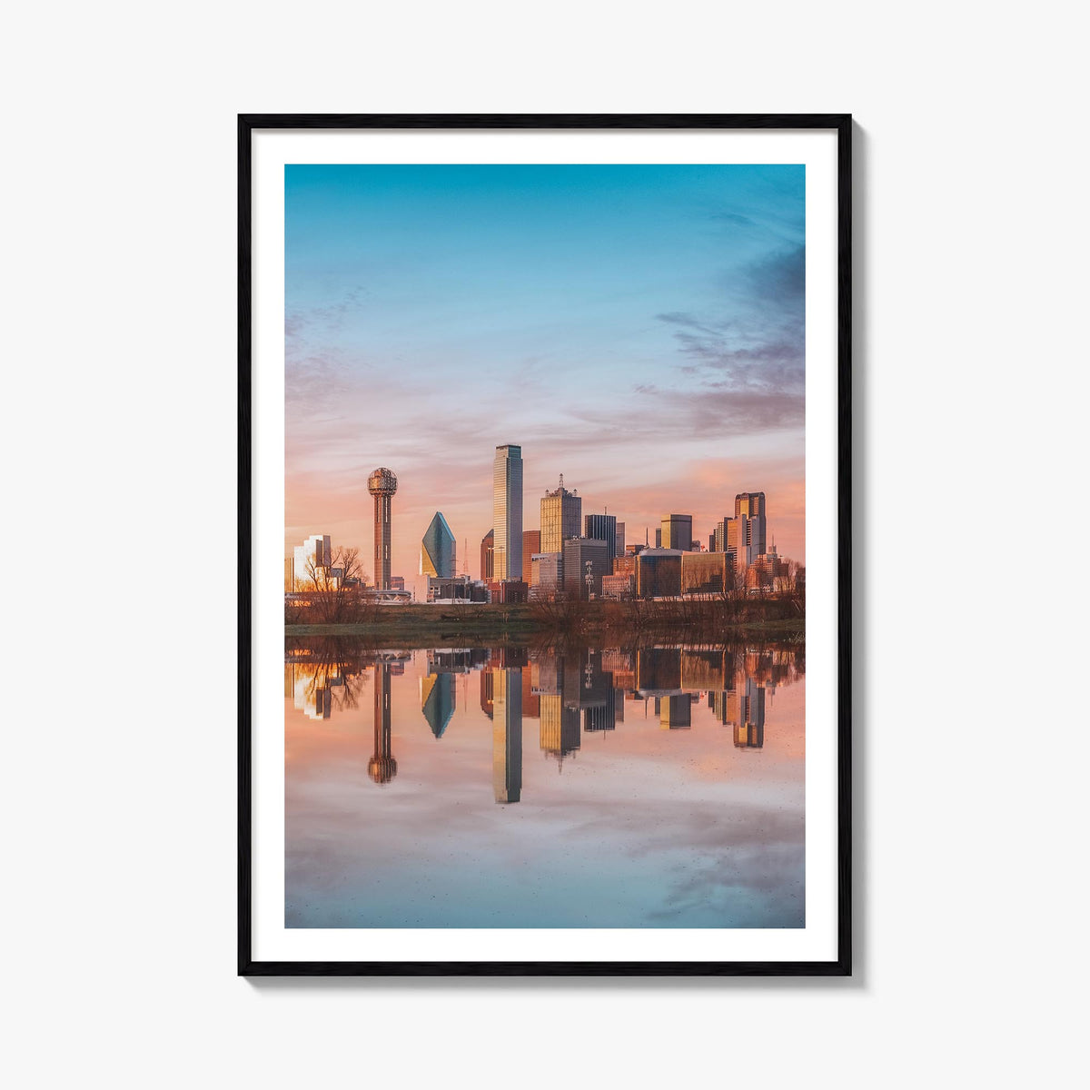 Dallas no. 2 colorful photo poster of Texas, USA – vertical wall art, unframed print shown in interior mockup