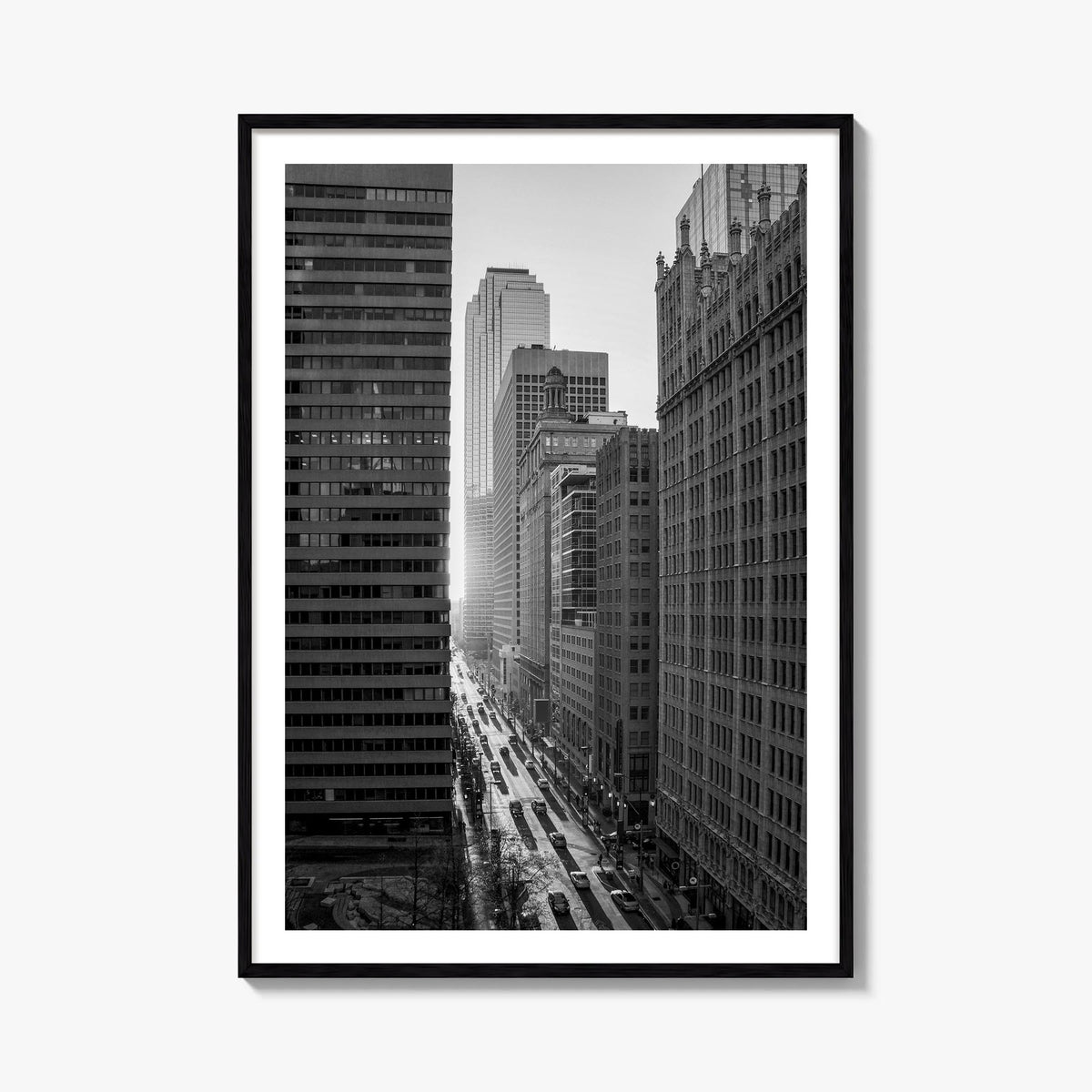 Dallas no. 3 black & white photo poster of Texas, USA – vertical wall art, unframed print shown in interior mockup