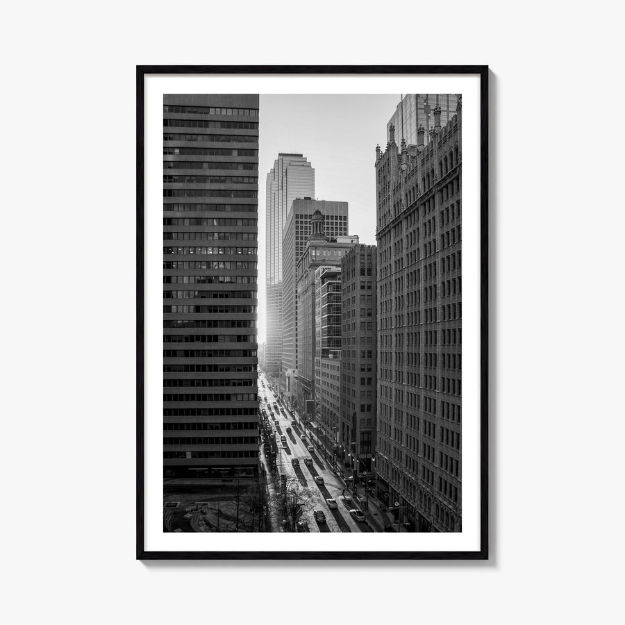 Dallas no. 3 black & white photo poster of Texas, USA – vertical wall art, unframed print shown in interior mockup