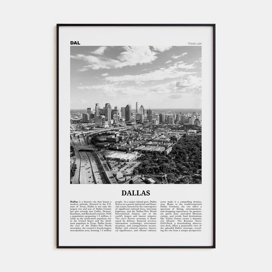 Dallas No 3 Poster None / 8x12 in Nbourhood Travel B&W Poster