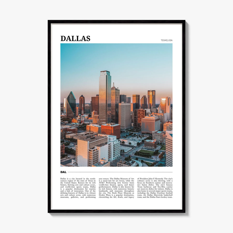 Dallas Travel No 1 Poster, framed poster mockup