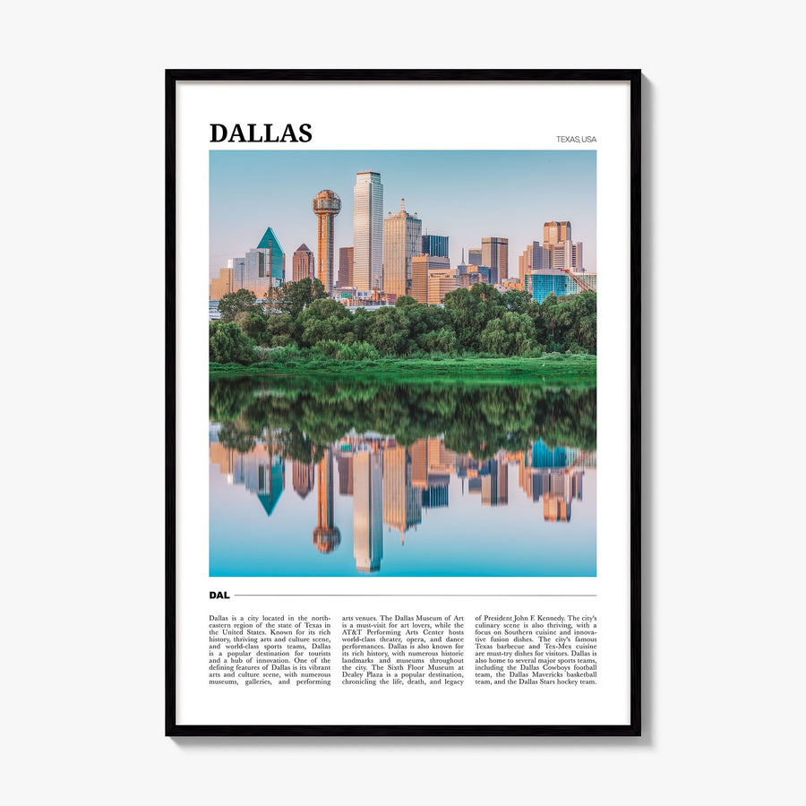 Dallas Travel No 2 Poster, framed poster mockup
