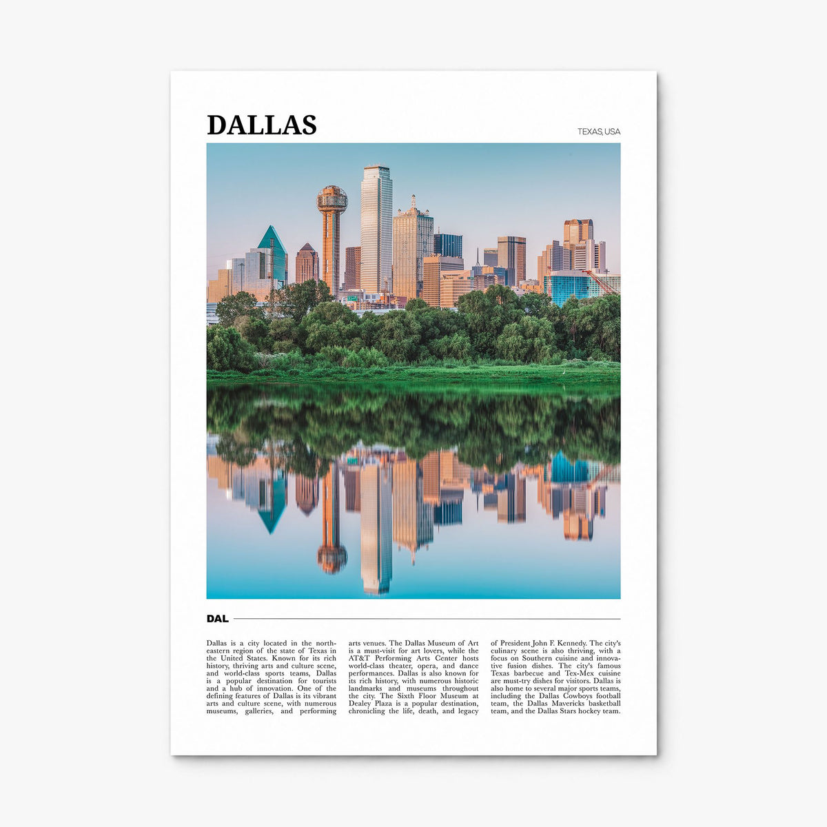 Dallas Travel No 2 Poster, print only (unframed)