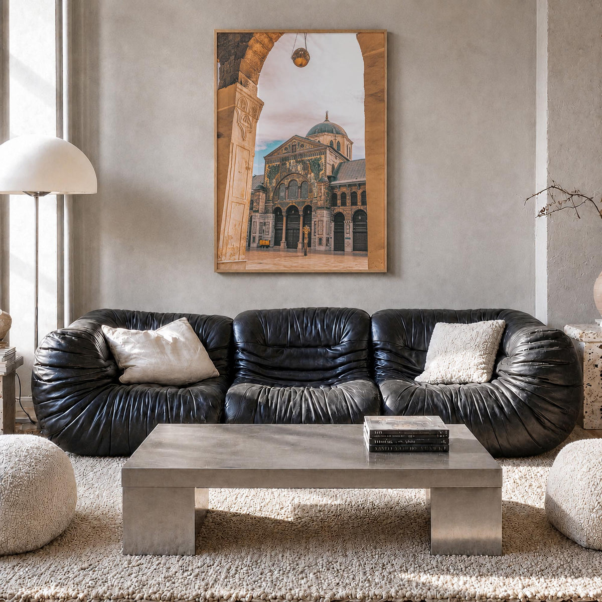 Damascus colorful photo poster of Syria – vertical wall art in natural wood frame, hanging on wall