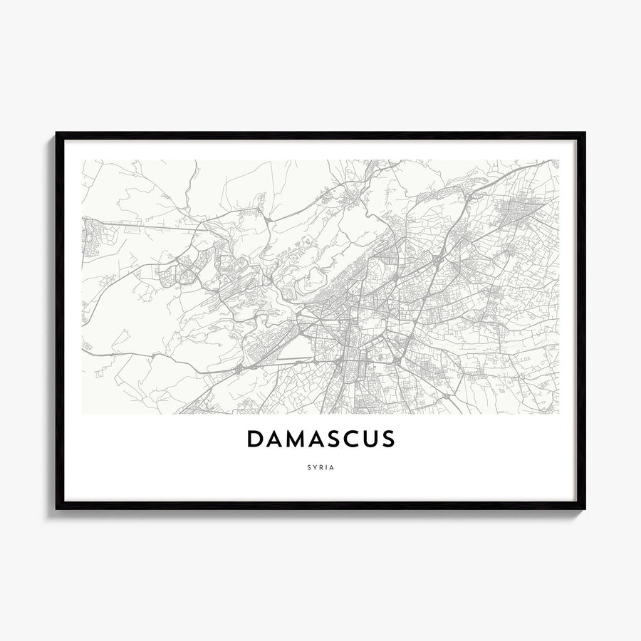 Damascus Map Poster, framed poster mockup