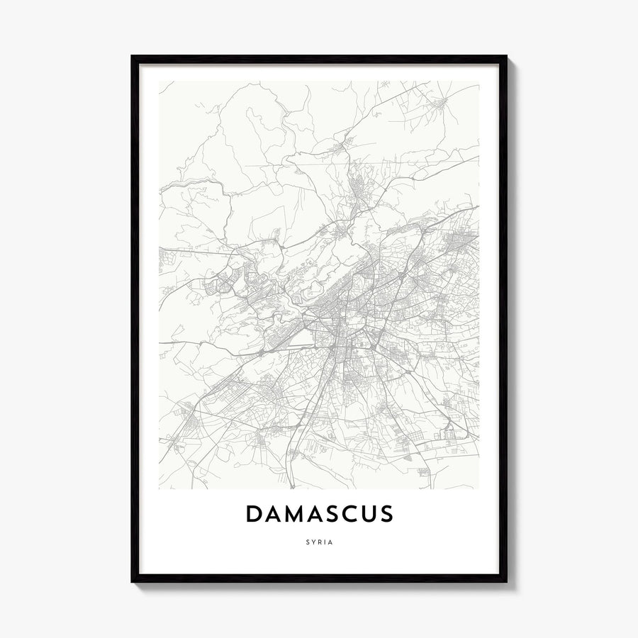 Damascus Map Poster, framed poster mockup