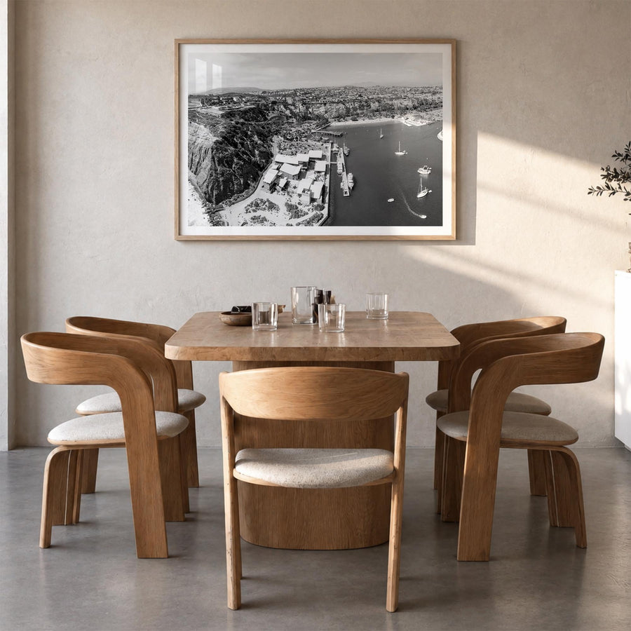 Dana Point black & white photo poster of California, USA – horizontal wall art in natural wood frame with white border, hangi