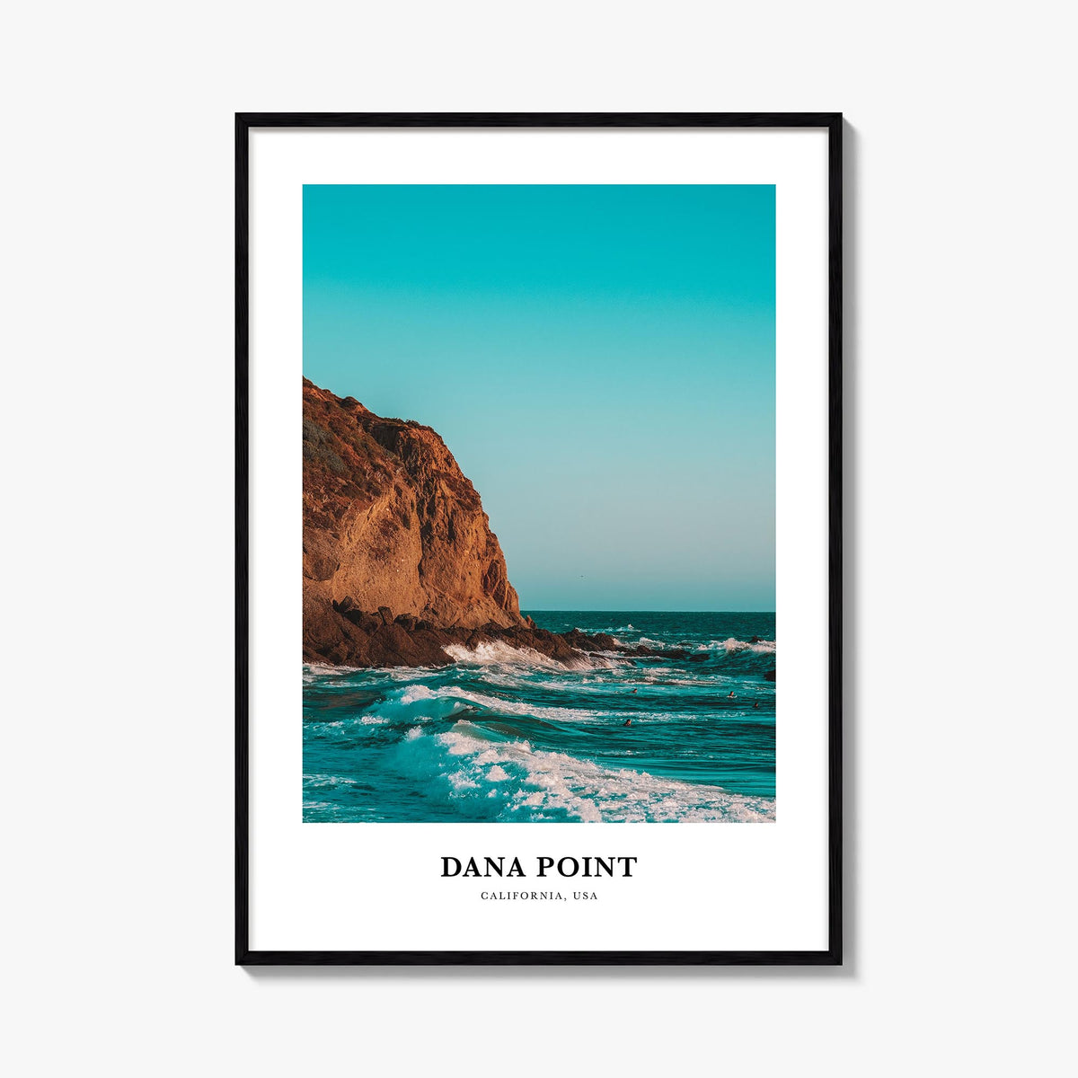 Dana Point colorful classic poster of California, USA – vertical wall art, unframed print shown in interior mockup
