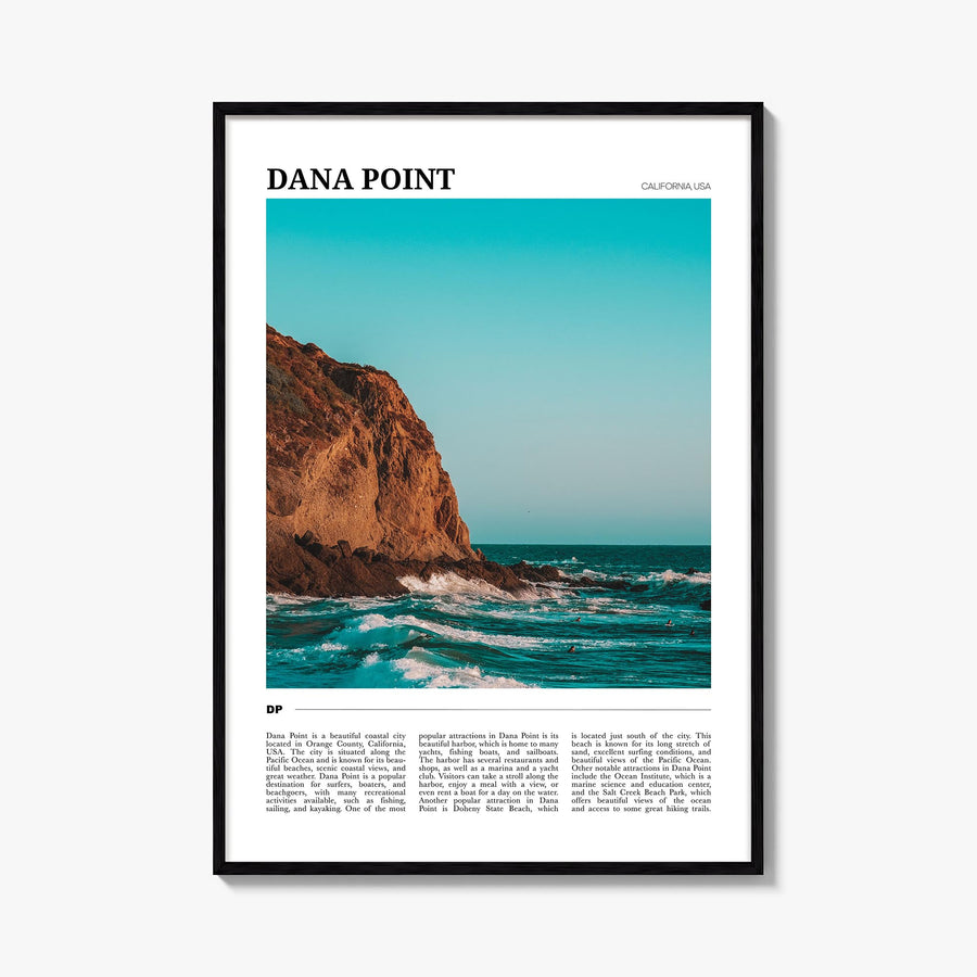 Dana Point colorful travel poster of California, USA – vertical wall art, unframed print shown in interior mockup
