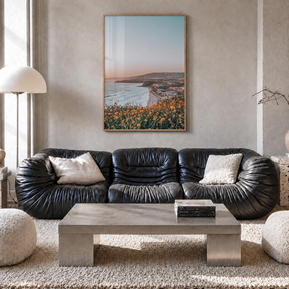 Dana Point no. 2 colorful photo poster of California, USA – vertical wall art in natural wood frame, hanging on wall