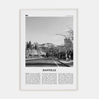 Danville, California Poster White Wood / 8x12 in Nbourhood Travel B&W Poster