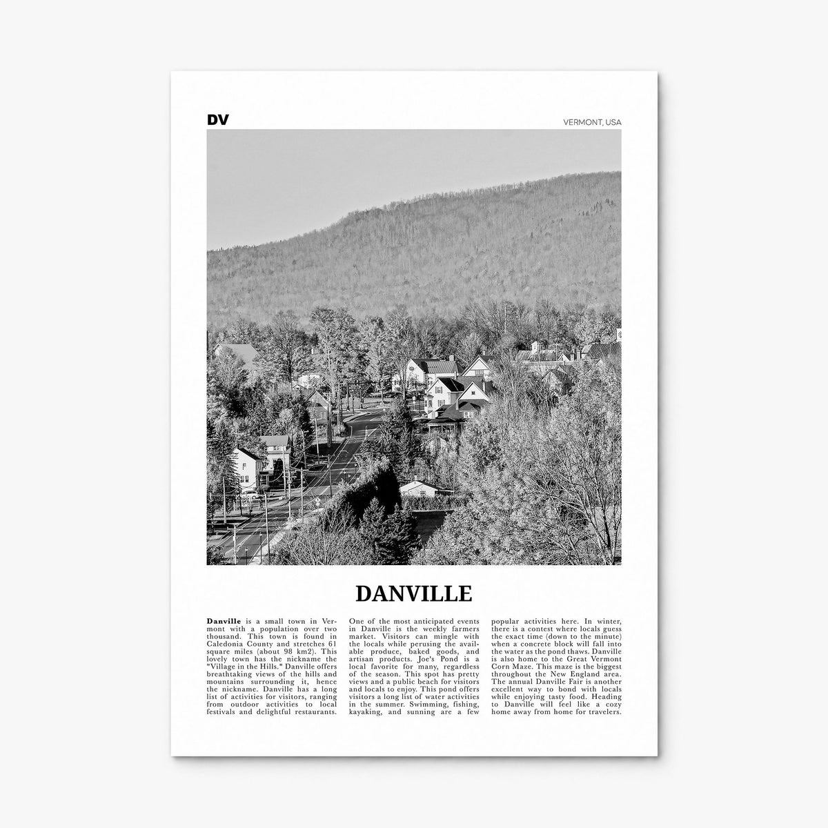 Danville, Vermont Newspaper Poster, print only (unframed)