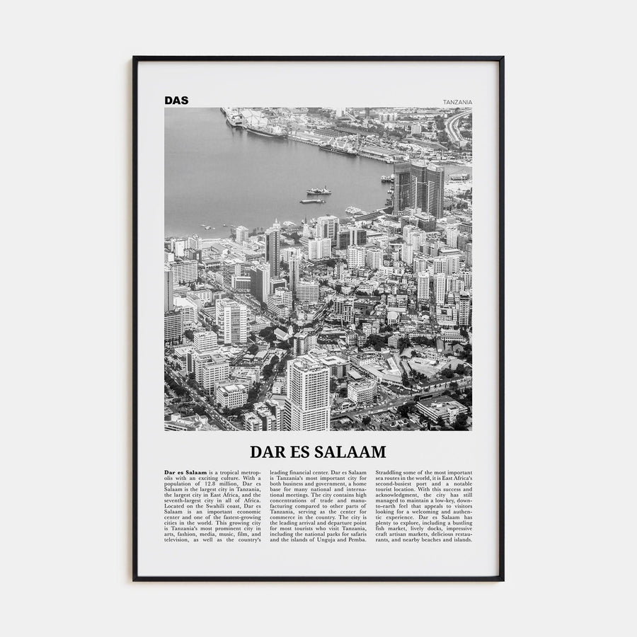 Dar es Salaam Poster None / 8x12 in Nbourhood Travel B&W Poster