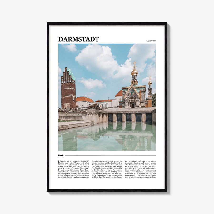 Darmstadt colorful travel poster of Germany – vertical wall art, unframed print shown in interior mockup