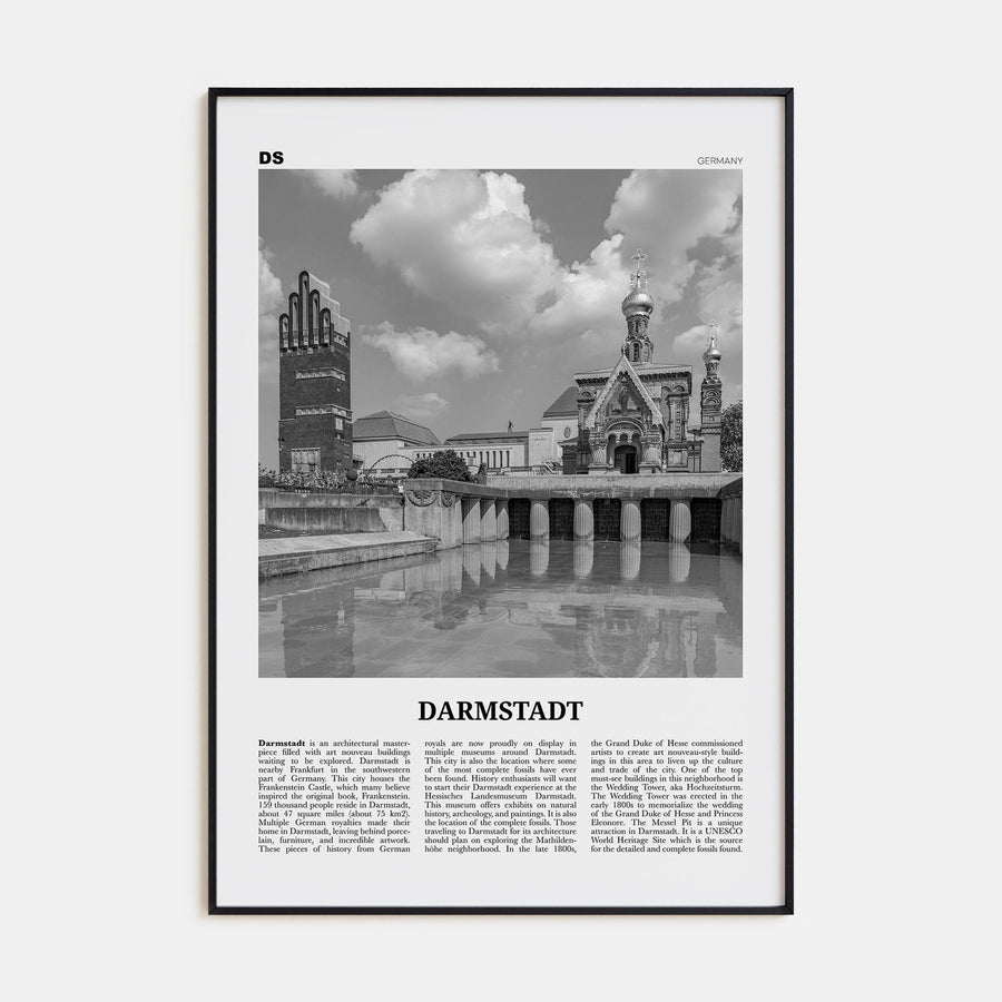 Darmstadt Poster None / 8x12 in Nbourhood Travel B&W Poster