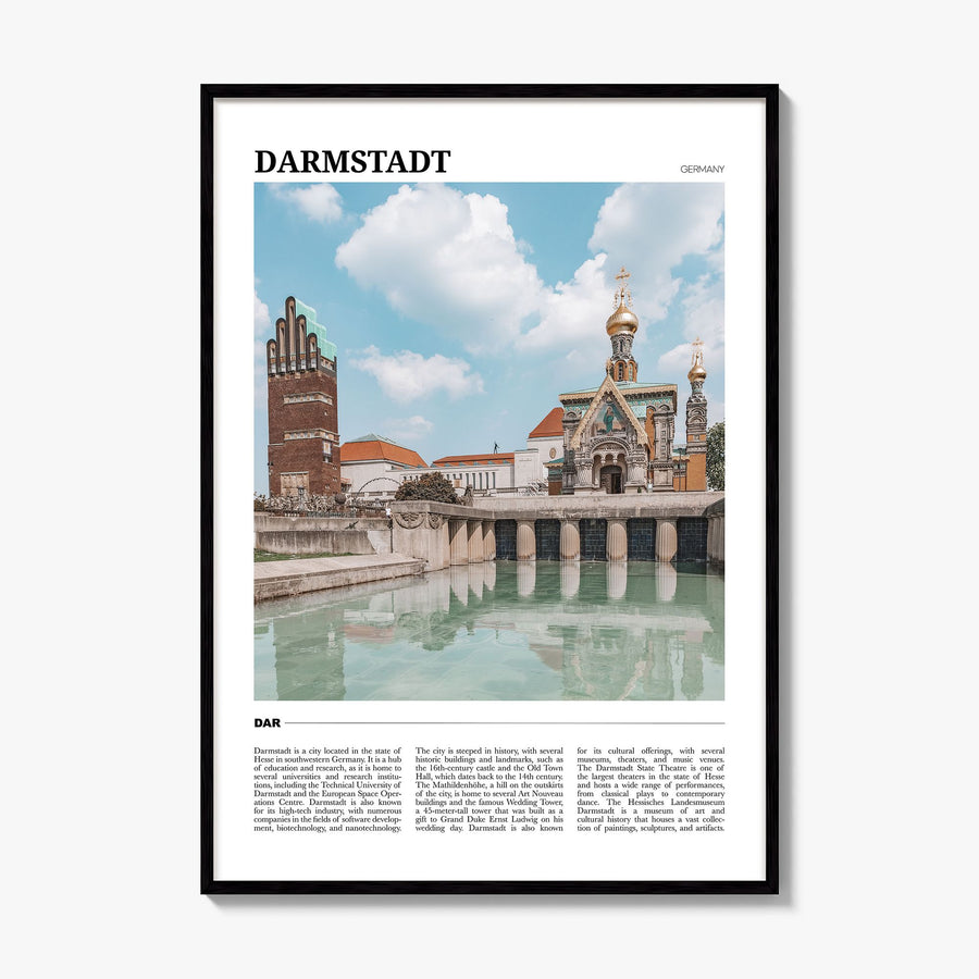 Darmstadt Travel Poster, framed poster mockup