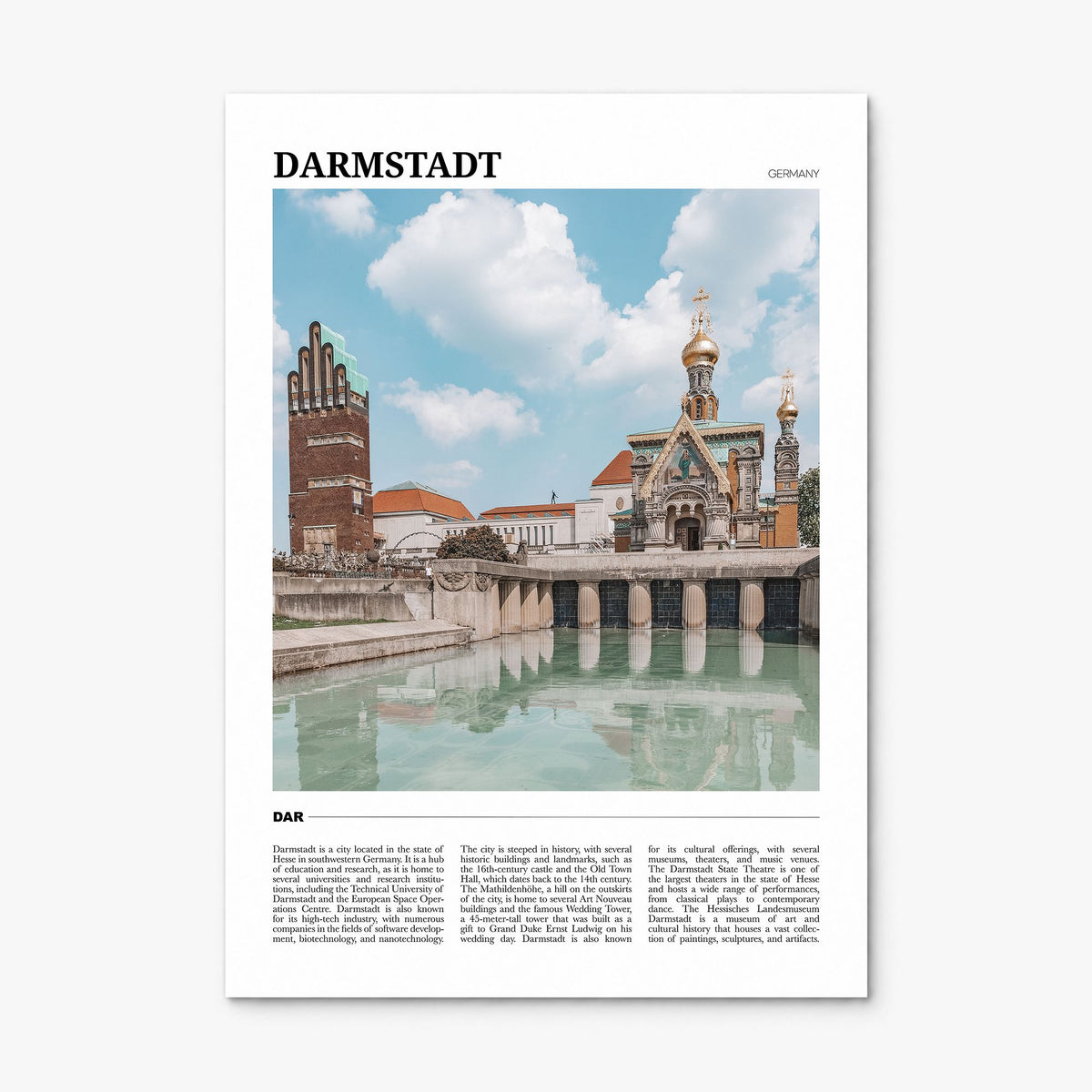 Darmstadt Travel Poster, print only (unframed)