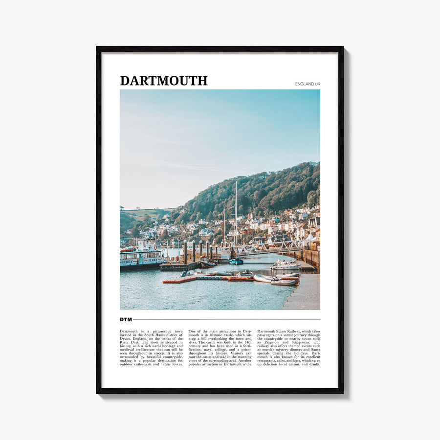 Dartmouth, England colorful travel poster of United Kingdom – vertical wall art, unframed print shown in interior mockup