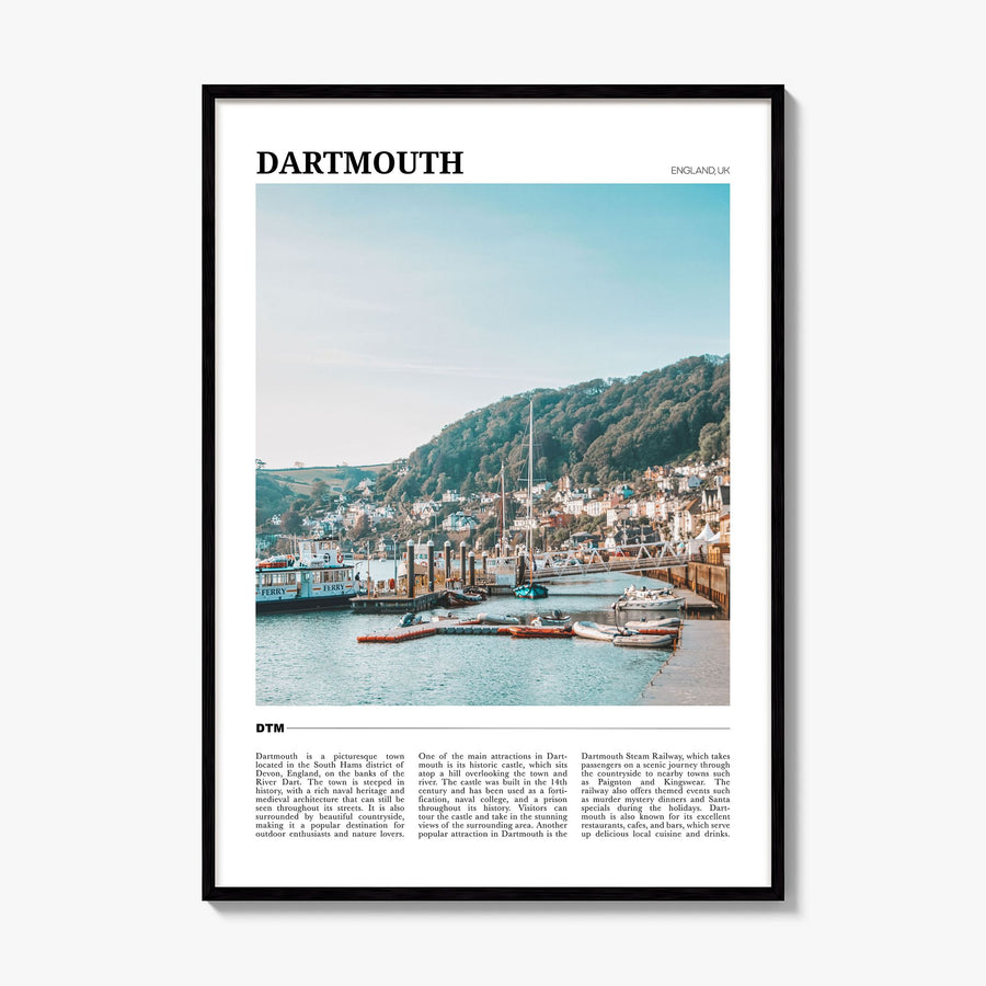 Dartmouth, England Travel Poster, framed poster mockup