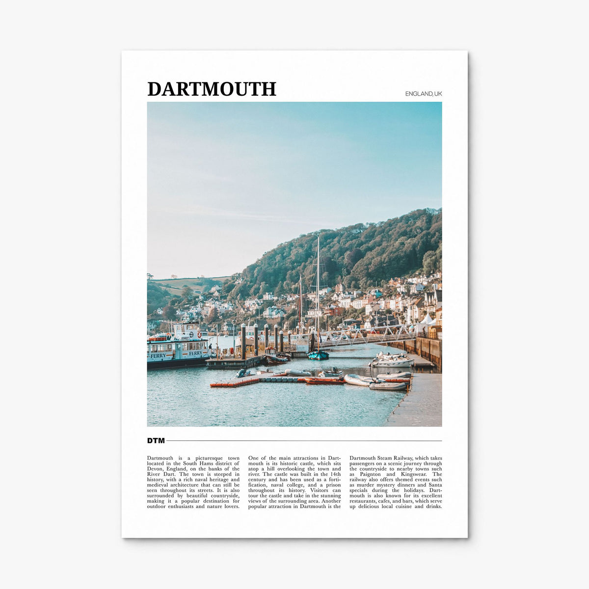 Dartmouth, England Travel Poster, print only (unframed)