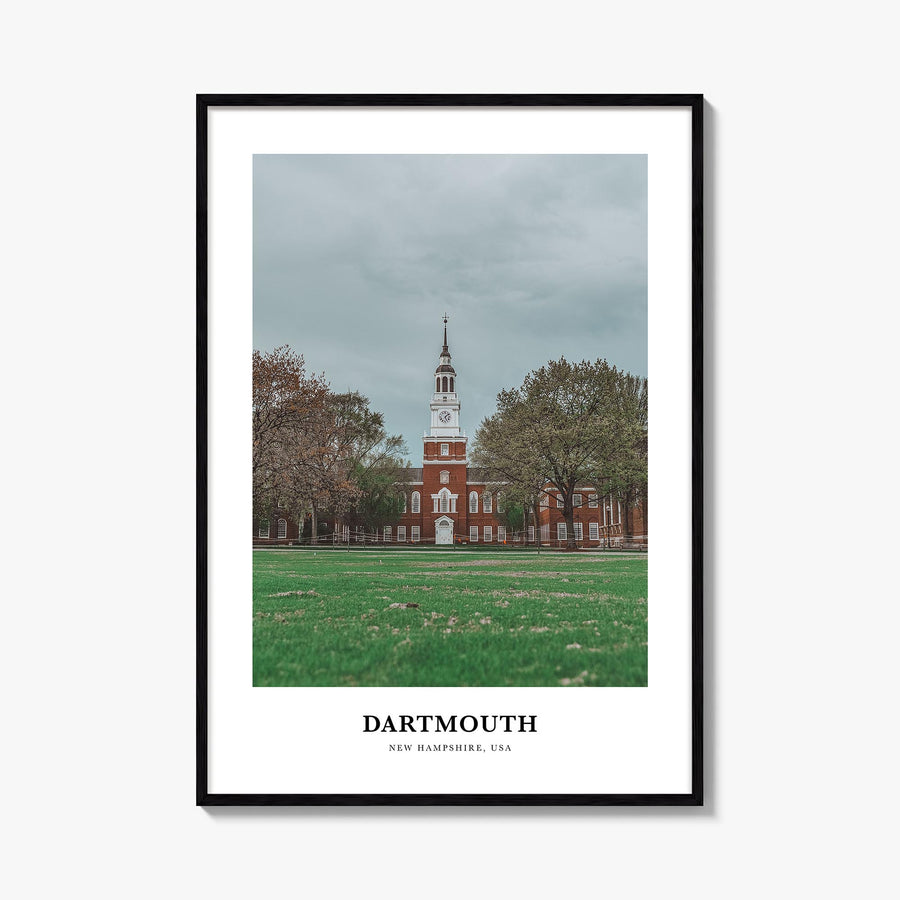 Dartmouth, New Hampshire colorful classic poster of New Hampshire, USA – vertical wall art, unframed print shown in interior 