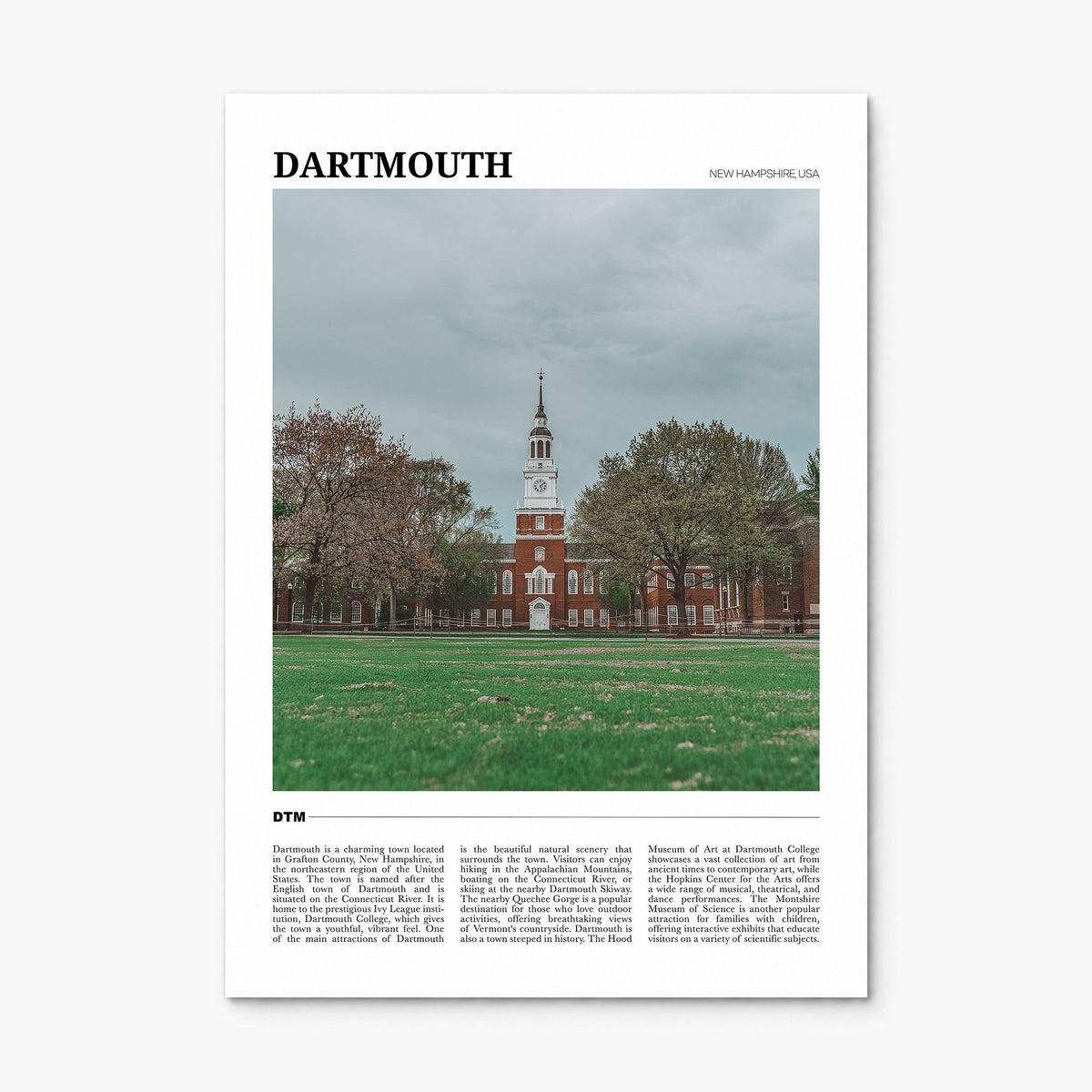 Dartmouth Travel Poster, print only (unframed)