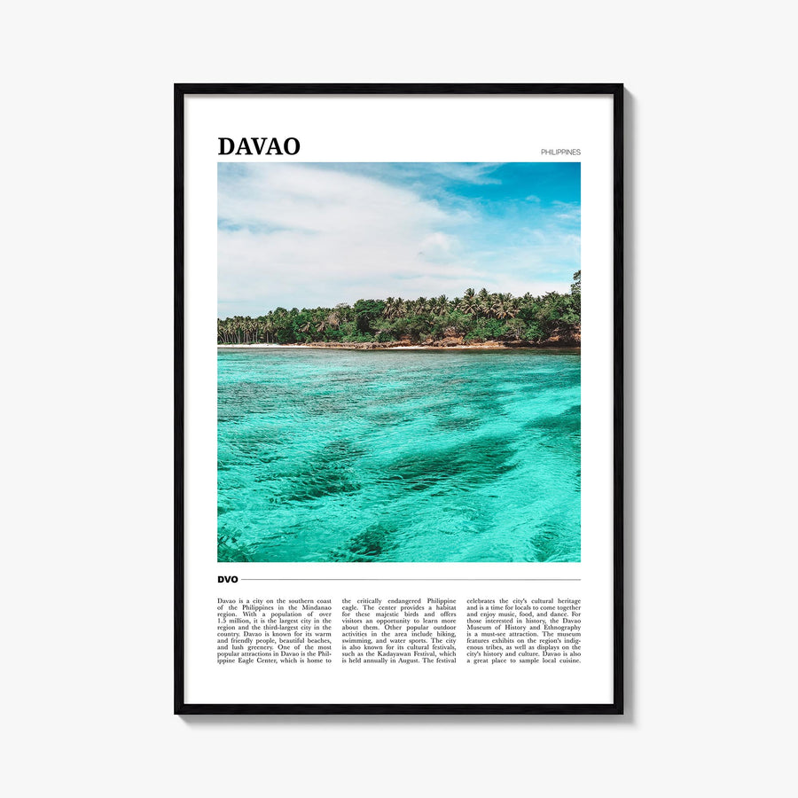 Davao colorful travel poster of Philippines – vertical wall art, unframed print shown in interior mockup