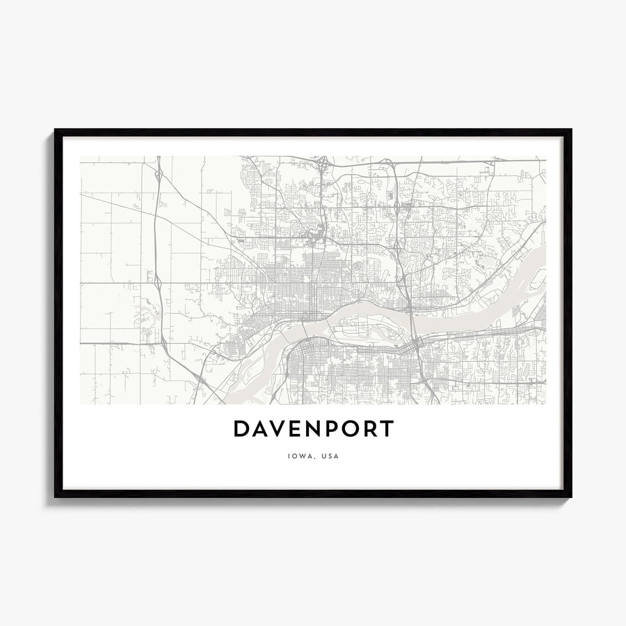 Davenport Map Poster, framed poster mockup