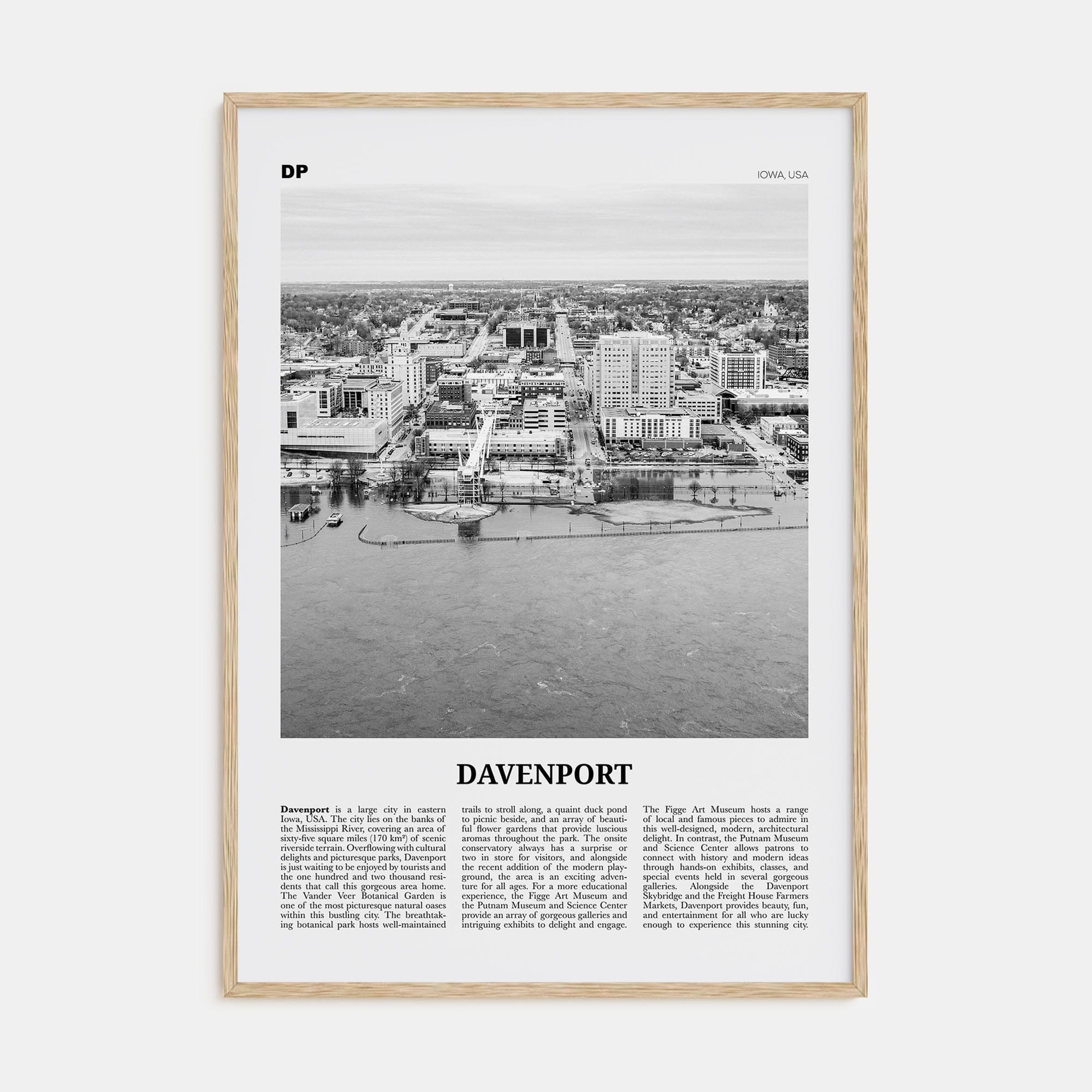 Davenport Poster Natural Wood / 8x12 in Nbourhood Travel B&W Poster