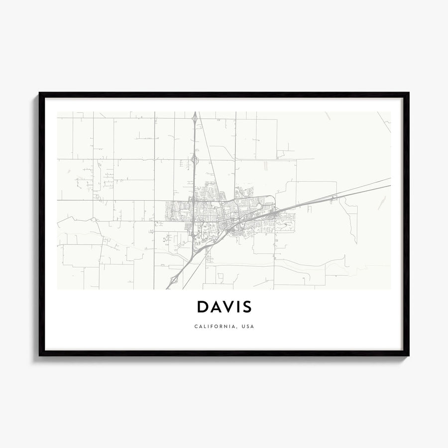 Davis Map Poster, framed poster mockup