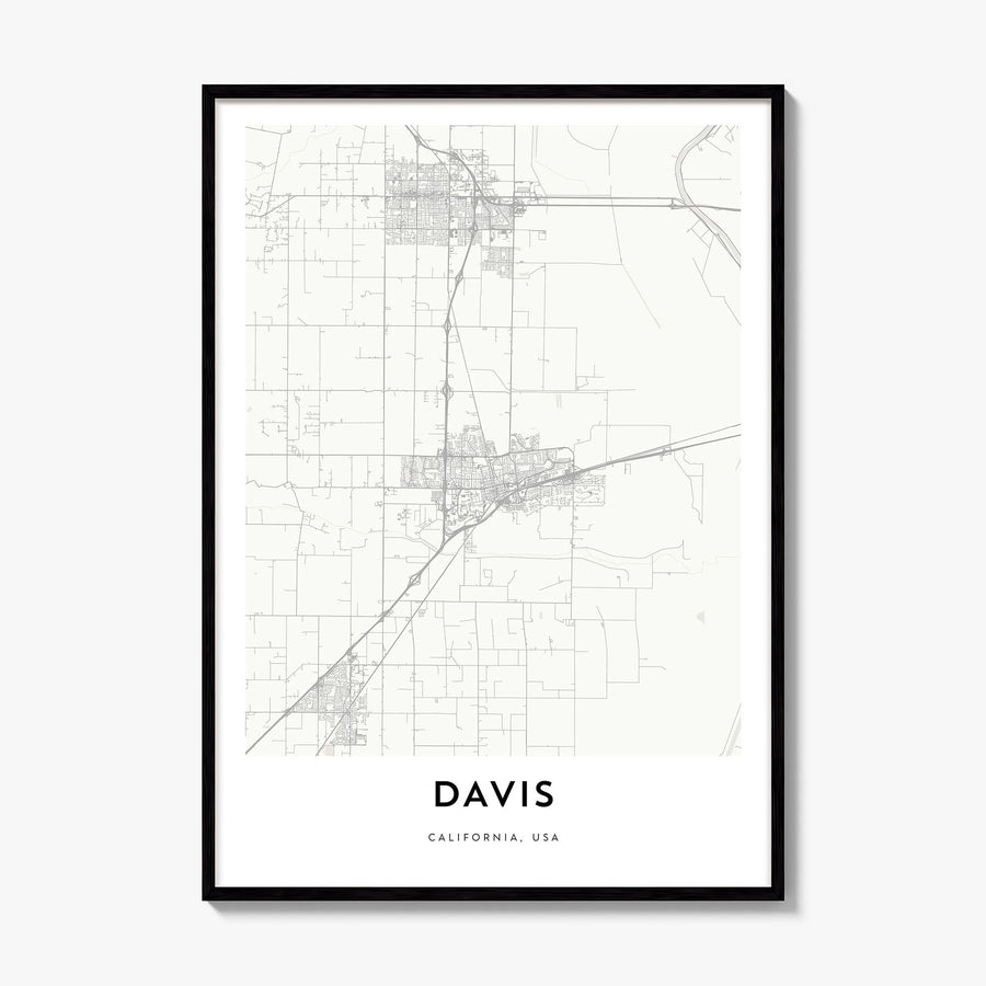 Davis Map Poster, framed poster mockup