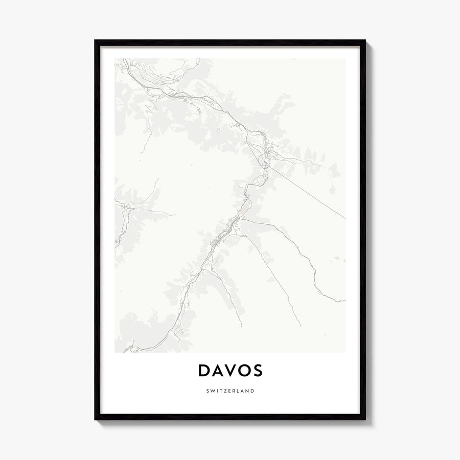 Davos Map Poster, framed poster mockup