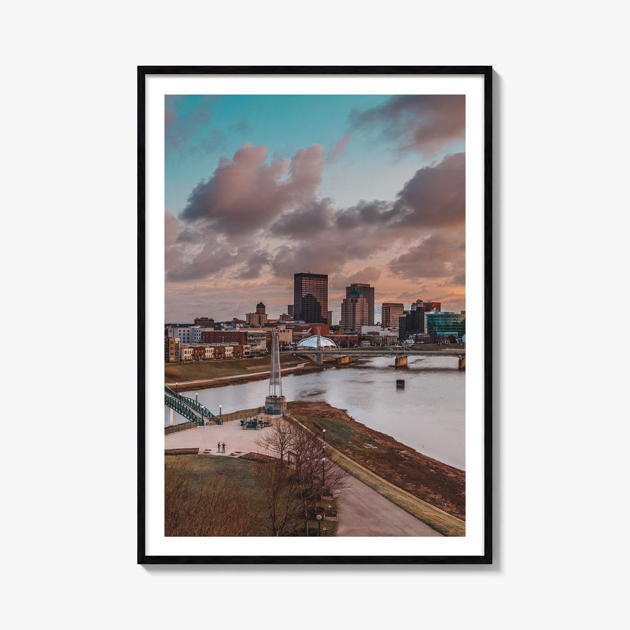 Dayton colorful photo poster of Ohio, USA – vertical wall art, unframed print shown in interior mockup