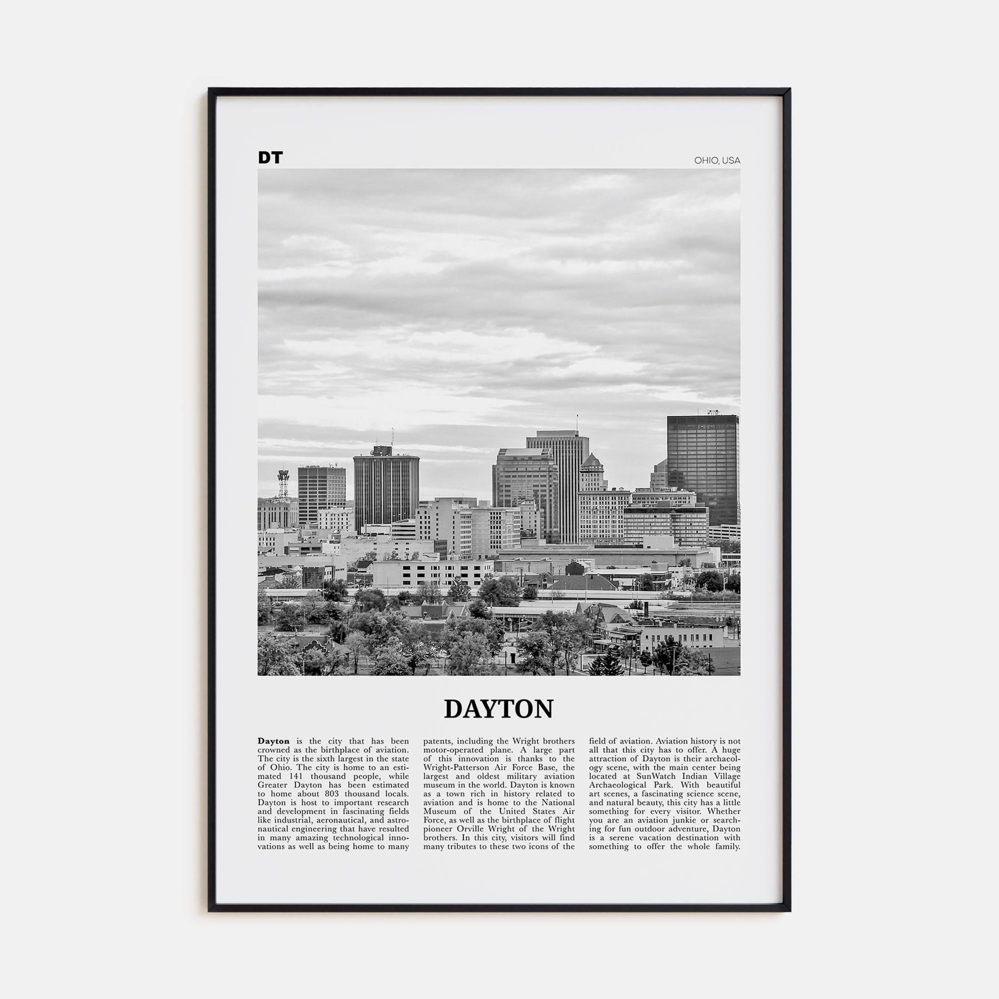 Dayton Poster None / 8x12 in Nbourhood Travel B&W Poster