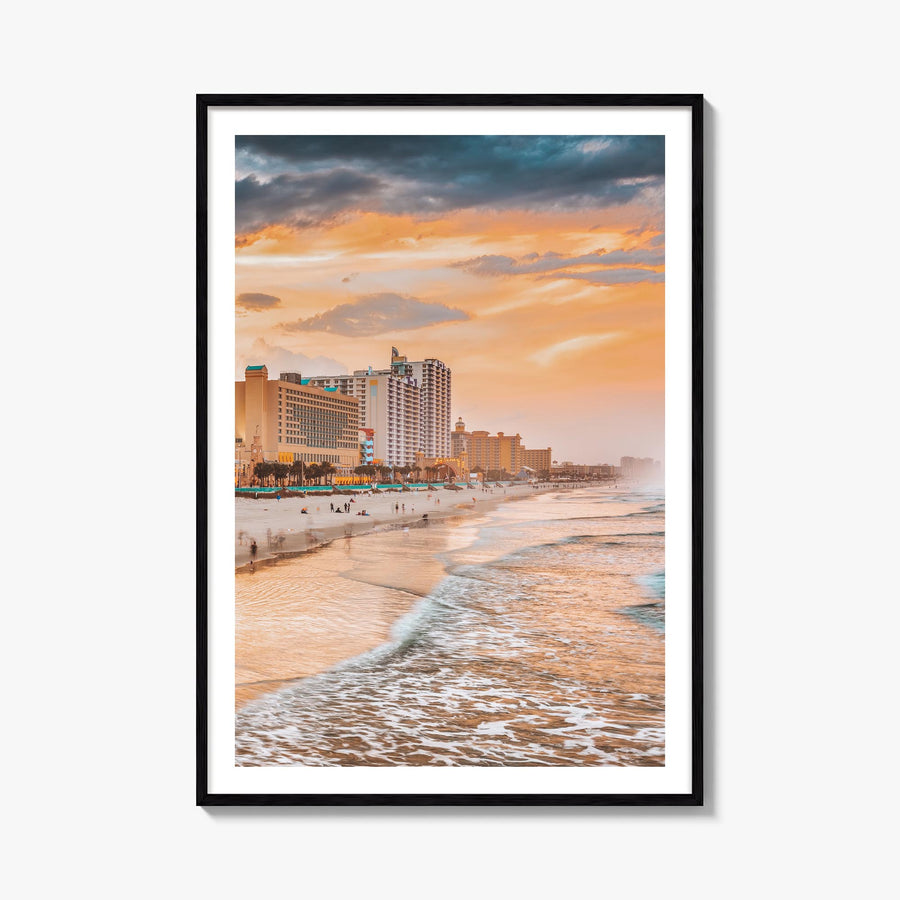 Daytona Beach colorful photo poster of Florida, USA – vertical wall art, unframed print shown in interior mockup