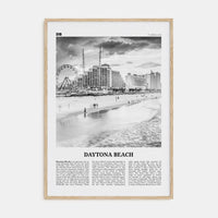 Daytona Beach Poster Natural Wood / 8x12 in Nbourhood Travel B&W Poster