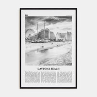 Daytona Beach Poster Black Wood / 8x12 in Nbourhood Travel B&W Poster