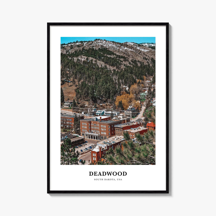 Deadwood colorful classic poster of South Dakota, USA – vertical wall art, unframed print shown in interior mockup