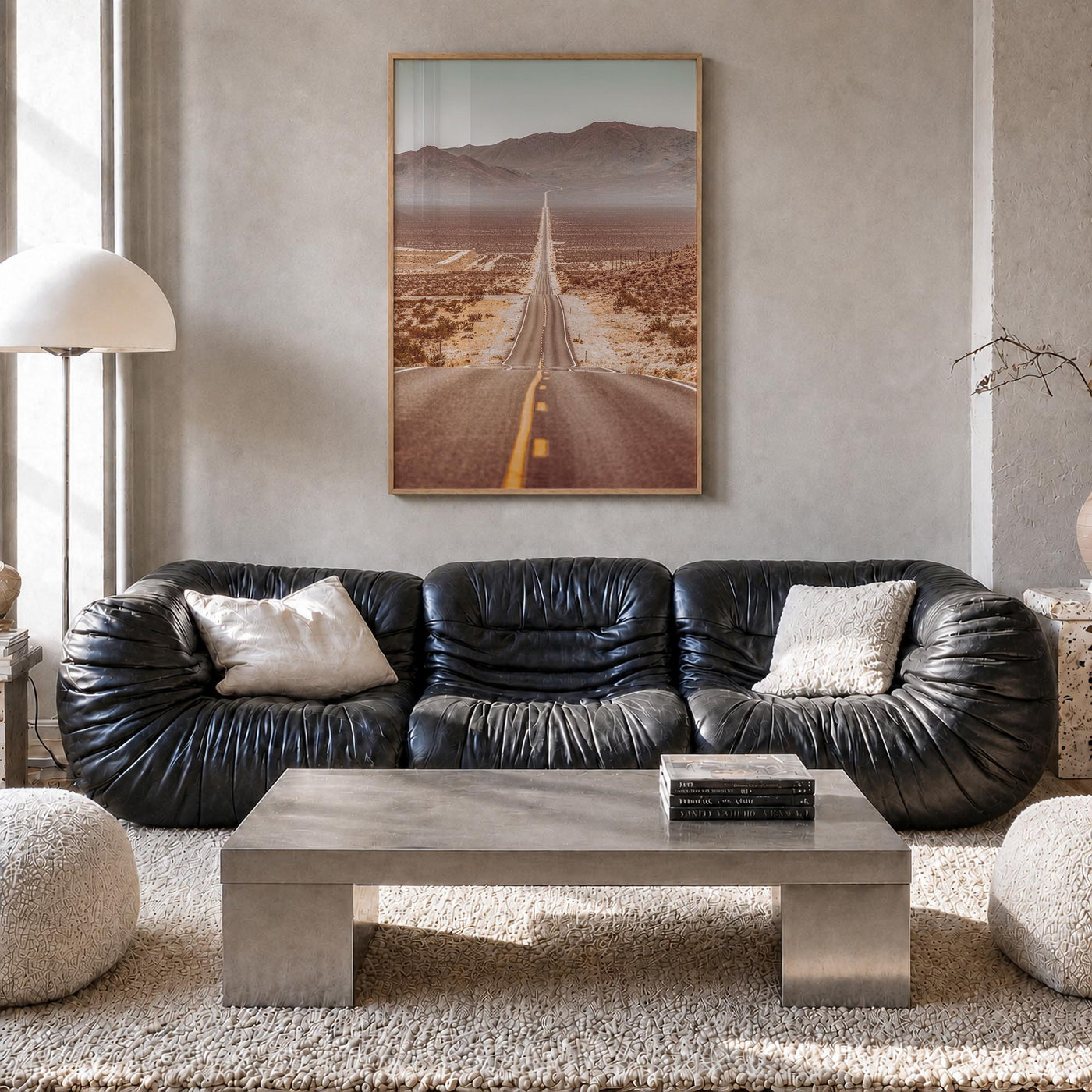 Death Valley colorful photo poster of California, USA – vertical wall art in natural wood frame, hanging on wall