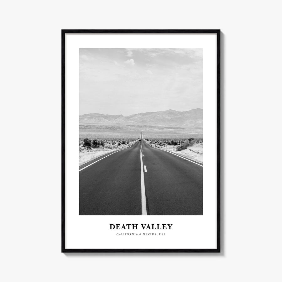 Death Valley no. 2 black & white classic poster of California, USA – vertical wall art, unframed print shown in interior mock