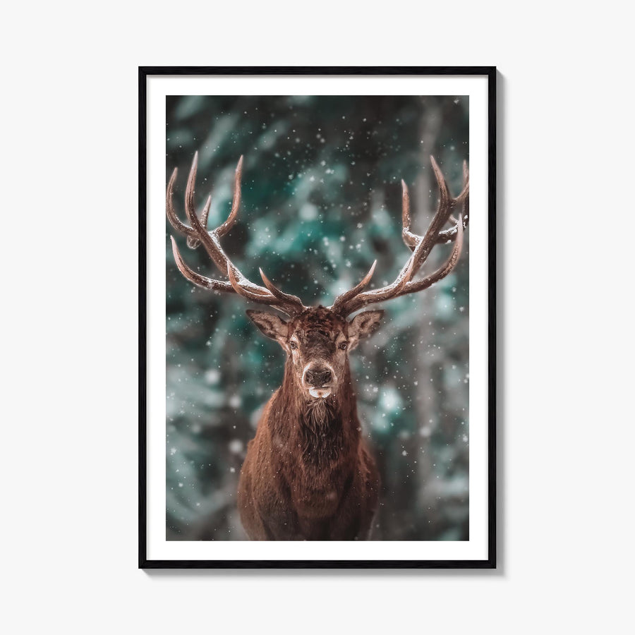 Deer no. 2 colorful photo poster – vertical wall art, unframed print shown in interior mockup