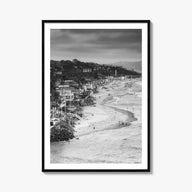 Del Mar black & white photo poster of California, USA – vertical wall art, unframed print shown in interior mockup